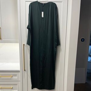 Banana Republic Deep Green Long Sleeve Silk Dress